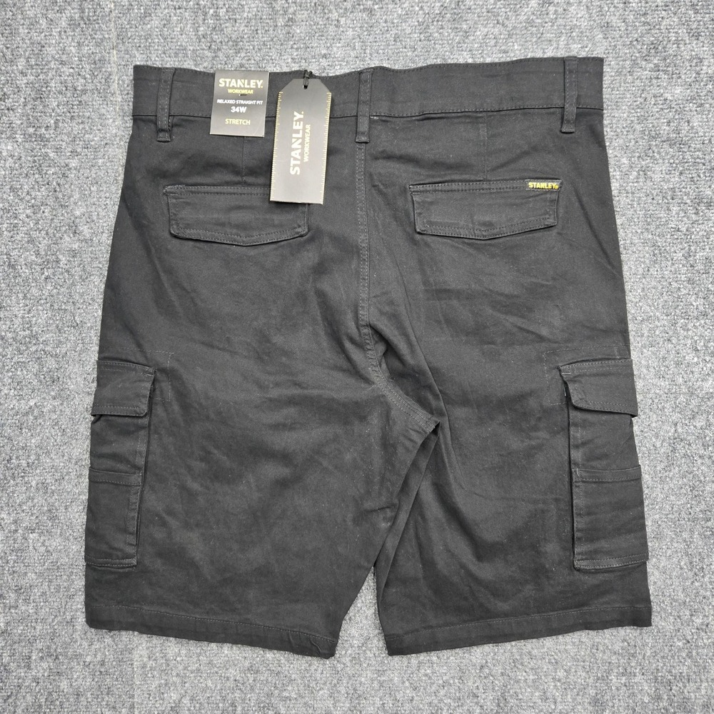 Stanley Workwear Mens Size 34W Black Cargo Shorts Relaxed Straight Fit NEW NWT